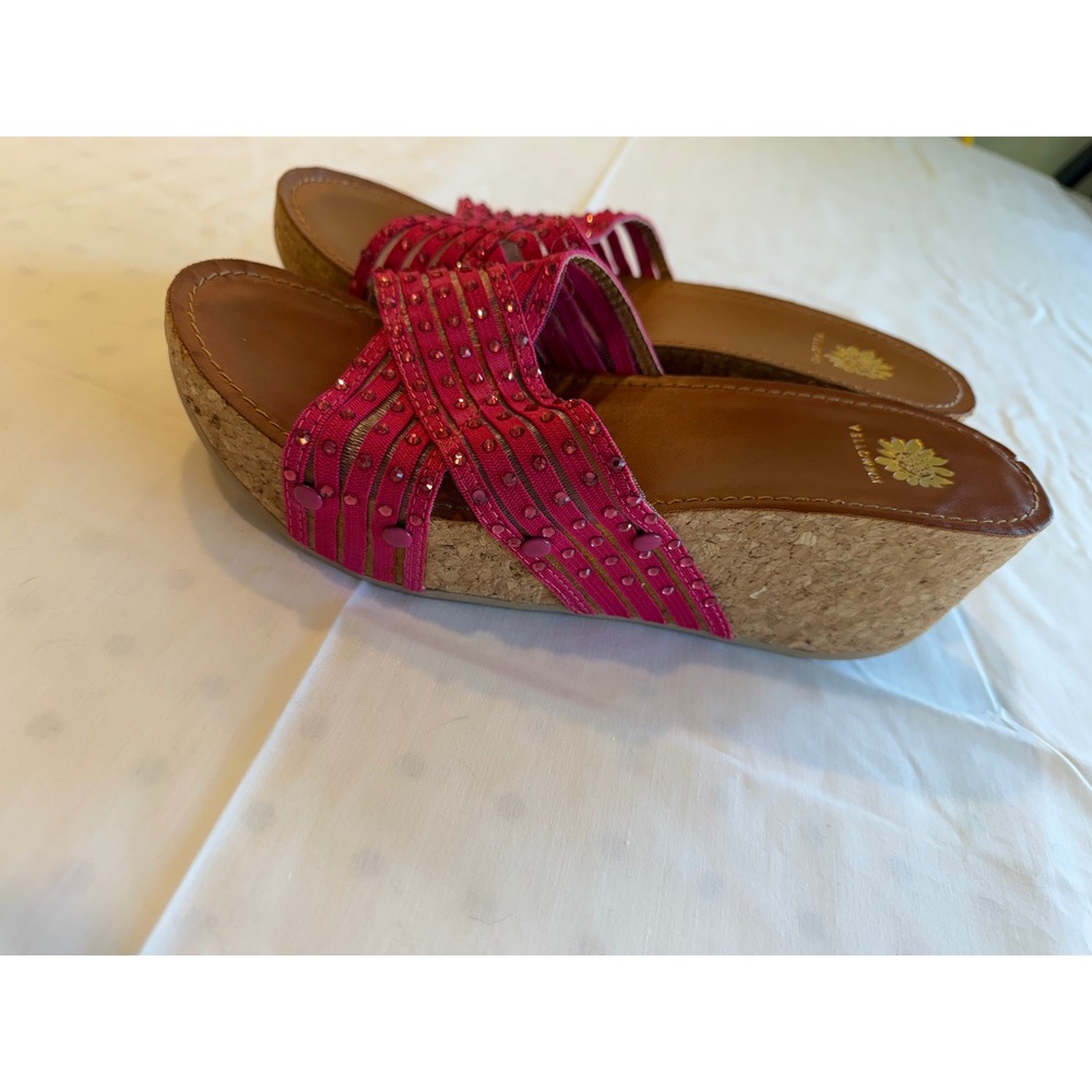 Yellow Box Pink Studded Cork Wedge Sandals - Picture 4 of 6